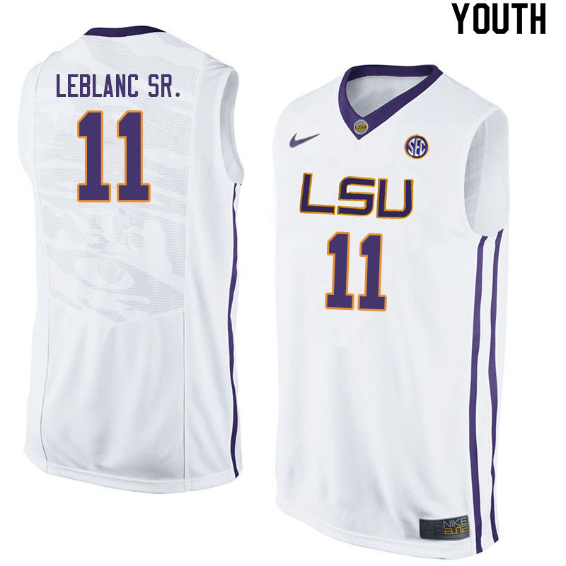Youth #11 Josh LeBlanc Sr. LSU Tigers College Basketball Jerseys Sale-White